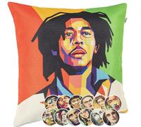 Cuscino decorativo Gobelin, cuscino per divano, cuscino decorativo, motivo pop art, stampato su entrambi i lati, Bob Marley 40 x 40 cm, senza imbottitura