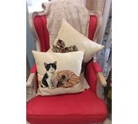 CUSCINO DECORATIVO IMBOTTITO PER DIVANO ARREDO GATTINI GOBELIN Sfoderabile Cm 45