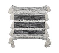 Cuscino decorativo in cotone con frange 45 x 45 cm nero e grigio Rochea