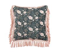 Cuscino decorativo motivo floreale velluto 45x45 cm blu rosa Parrotia