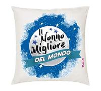 Cuscino Decorato Il Nonno Migliore Del Mondo - 40x40 cm - Tessuto Morbido - Stile Moderno - Regalo Festa Nonni - Collezione Affetto