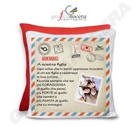 Cuscino Dedica con Foto Personalizzata Lettera al figlio, figlia, genitori