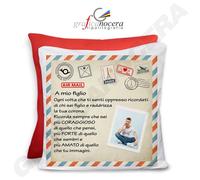 Cuscino Dedica con Foto Personalizzata Lettera al figlio, figlia, genitori