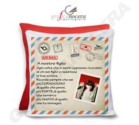 Cuscino Dedica con Foto Personalizzata Lettera al figlio, figlia, genitori