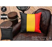 Cuscino Di Lusso Esclusivo In Pelle Colore Bandiera Del Belgio 18"X18" Nero