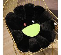 Cuscino di peluche del fiore di girasole, cuscino di viso sorridente dell'arcobaleno carino, cuscino di seduta del fiore super morbido per sedia divano letto Home Decor Peluche cuscini,Nero,15.7"/40cm