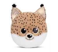 Cuscino di peluche GLUBSCHIS Lince Lenzo 32x32cm marrone - Soffice cuscino morbido per bambini, bambine, neonati e amanti dei peluche - Ideale a casa, all'asilo o in viaggio