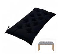 Cuscino di ricambio impermeabile per panca da esterno, cuscino di ricambio, per patio, altalena, chaise longue, con lacci, per giardino e cortile (nero, 150 x 50 cm)
