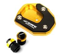 Cuscino di supporto laterale per moto Per HON@&DA CBR600RR CBR 600 RR 2013 2014 2015 Cappucci Valvola Pneumatici CNC Per Moto E Piastra Di Supporto Estensione Cavalletto Laterale(A set Glod)