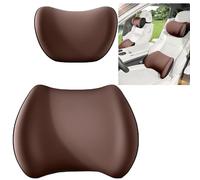 Cuscino di Supporto Lo Schienale Sedile Dell'Auto E Cuscino Il Collo Dell'Auto, Confezione 2, Cuscino Sedile Auto in Memory Foam Poggiatesta E Supporto Lombare del Sedile dell'(Brown)