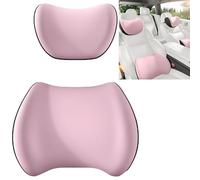 Cuscino di Supporto Lo Schienale Sedile Dell'Auto E Cuscino Il Collo Dell'Auto, Confezione 2, Cuscino Sedile Auto in Memory Foam Poggiatesta E Supporto Lombare del Sedile dell'(Pink)
