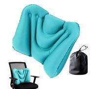Cuscino di supporto lombare, pieghevole e gonfiabile, cuscino di supporto per la schiena per auto e ufficio, 45 x 31 cm, con borsa per il trasporto, per sedia da campeggio e aereo, leggero relax