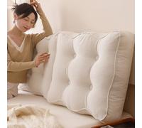 Cuscino di supporto marrone per letto e divano, 60 x 55 x 15 cm, cuscino da lettura con fodera rimovibile e lavabile, schienale da tavolo per divano e parete