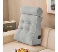 Cuscino di supporto per la schiena per divano letto con supporto cervicale staccabile, cuscino imbottito per schienale per sedia da ufficio con copertura lavabile, 45x50x25 (50x50x25 cm, Grigio chiaro