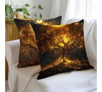 Cuscino Divano nero Federe Cuscini Divano 50x50cm,Albero Stampa Fronte Retro Cuscino Esterno,Impermeabile Velluto copricuscini con Cerniera Invisibile per Soggiorno Autunno Decorazioni 2 Pezzi JX-1049