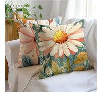 Cuscino Divano polvere chiodi garofano Federe Cuscini Divano 60x60cm, margherita Stampa Fronte Retro Cuscino Esterno, Impermeabile Lino copricuscini per Balcone Autunno Decorazioni 2 Pezzi JX-899