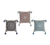 DKD HOME DECOR - Cuscino Dkd Home Decor Arancio Blu Cielo Blu Marino Mandala 40 X 10 X 40 Cm (3 Pezzi) - SPEDIZIONE GRATUITA