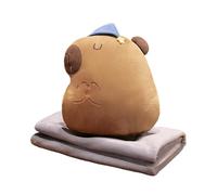 Cuscino e coperta in peluche a forma di animale, in cotone, per casa, viaggi, sedia trasformabile, cuscino Capibala