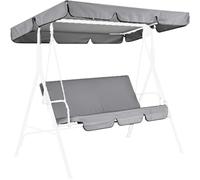 Cuscino e Tettuccio per Dondolo da Giardino,Set di Ricambio per Dondolo da Giardino Tettuccio e Sedile Tessuto Oxford 210D 3 Posti Impermeabili,Anti-UV (Size:195 * 125 * 15cm,Color:Grigio)