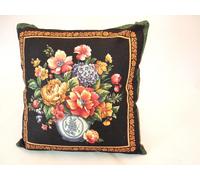 CUSCINO ELEGANTE DECORATIVO DIVANO SALOTTO ARREDO CASA NERO FIORI CM 40X40