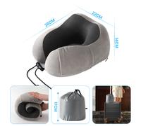 Good Nite Cuscino da Viaggio in Memory Foam Per Adulti, da Viaggio, in Aereo, Campeggio, Auto, Treno, Ufficio, Con Tappi per Le Orecchie, Maschera per Gli Occhi, Borsa per Il Trasporto, Grigio