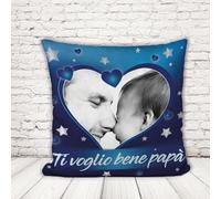 Cuscino Federa 40 x 40 cm con Imbottitura Personalizzato ''Ti voglio bene Stelle'' Con Foto Idea Regalo Festa del Papà Uomo compleanno originale per lui Natale