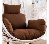 Cuscino for sedia a dondolo pieghevole e impermeabile con poggiatesta, for uso interno/esterno in giardino(Dark Brown,With cotton)
