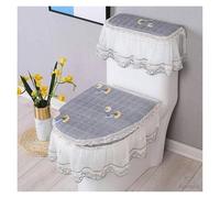 Cuscino for sedile WC, Coprisedili WC caldi, 3 pezzi/set Set di copriwater con fiori ricamati addensati con coperchio WC tascabile e coperture for serbatoio Sedile WC(Gray)