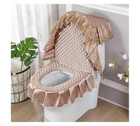 Cuscino for sedile WC, Coprisedili WC caldi, Coprisedile WC, 3 pezzi/set Set di fiori ricamati in pizzo champagne Set coperchio WC Coperchio WC e serbatoio(Roze)