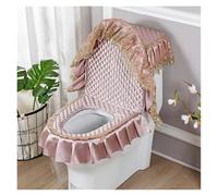 Cuscino for sedile WC, Coprisedili WC caldi, Coprisedile WC, 3 pezzi/set Set di fiori ricamati in pizzo champagne Set coperchio WC Coperchio WC e serbatoio(Color)