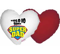 cuscino forma cuore scritta solo io sono super dad idea regalo festa papa'