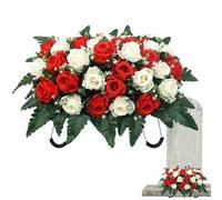 Cuscino funerario per Cimitero, decorazione per tomba all'aperto con rose artificiali resistenti ai raggi UV, composizione per pietra tombale, ricordo, festa della mamma, festa del papà,