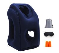 Cuscino gonfiabile da viaggio per aereo, cuscino per dormire per alleviare il dolore al collo e alle spalle, cuscino gonfiabile per lunghi voli, utilizzato per aereo, auto, autobus e ufficio (blu)