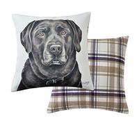 Maturi Cuscino imbottito con immagine acquerello cane Labrador cioccolato, cuscino per sedia divano - 43 x 43 cm