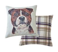 Cuscino imbottito con immagine ad acquerello di cane Staffordshire Bull Terrier - 43 x 43 cm