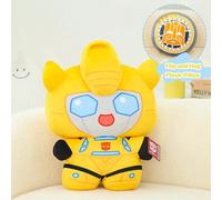 Cuscino imbottito ufficiale con licenza Transformers in modalità flip-and-hug - Prime e Bumblebee con doppia modalità di trasformazione, giocattolo morbido e adorabile, regalo ideale per i ragazzi Cus