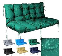 Cuscino impermeabile per panca da 2/3 posti, con schienale e legacci, spessore 10 cm, per sedie da giardino, per interni ed esterni, colore verde, 101,6 x 101,6 x 12,7 cm