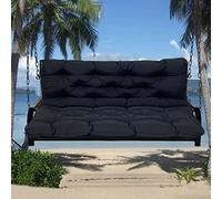 Cuscino impermeabile per panca da giardino a 2/3/4 posti, cuscino per dondolo con schienale, facile da pulire, cuscino per mobili da esterno, ideale per veranda e giardino (colore: nero, 120 x 100 x
