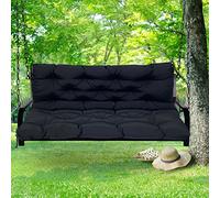Cuscino impermeabile per panca da giardino per dondolo a 2/3/4 posti, cuscino da esterno con schienale, facile da pulire, perfetto per veranda e mobili da giardino (colore: nero, 150 x 100 x 10 cm)