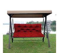 Cuscino impermeabile per panca per mobili da esterno, imbottito, con cinghie, per 2 posti e 3 posti, 120 x 100 x 10 cm, colore: rosso