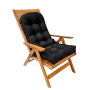 Cuscino impermeabile per sedia da interni ed esterni, con laccetti, antiscivolo, comodo, per patio, giardino e soggiorno (50 x 110 cm, nero