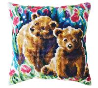 Cuscino in kit CDA per punto croce timbrato "Cuccioli d'orso", 40x40cm