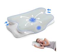 Cuscino in memory foam, cuscino ergonomico per dormire sul fianco, cuscino per il collo, regolabile in altezza, adatto per chi dorme di lato, schiena e pancia (62 x 41 x 10/8 cm)