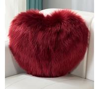 Cuscino in Peluche Cuscino a Forma Di Cuore Soffice Morbido Cuscino Decorativo Lavabile Caldo e Accogliente Decorazione Per La Casa Regalo Per Soggiorno Divano Camera 40 x 50 cm Rosso profondo