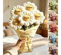 Cuscino in peluche personalizzato con stampa piatta 2D a forma di bouquet di margherite, per divano, camera da letto, soggiorno, personalizzabile con 1-10 nomi, tema Festa della Mamma, bouquet per la