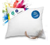 Cuscino in piuma, lavabile, imbottitura 100% piume, bianco, certificato Oeko-Tex 100. Con rivestimento in 100% cotone, Tessuto, bianco, 40 cm x 50 cm