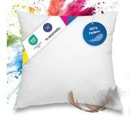 Cuscino in piuma, lavabile, imbottitura 100% piume, bianco, certificato Oeko-Tex 100. Con rivestimento in 100% cotone, Rivestimento in 100% cotone, bianco, 80 cm x 80 cm