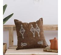 Cuscino in seta color marrone con cactus, stile rustico, ricamato, in lino, fatto a mano, 20 x 20 cm