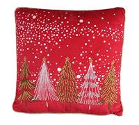 Cuscino in tessuto con design di Natale albero rosso e oro 40x40