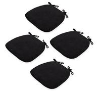 Cuscino in velluto a costine, 43 x 41 x 35 cm, base antiscivolo e laccetti, per giardino, sala da pranzo o ufficio, nero, set da 4 pezzi comodo ed elegante